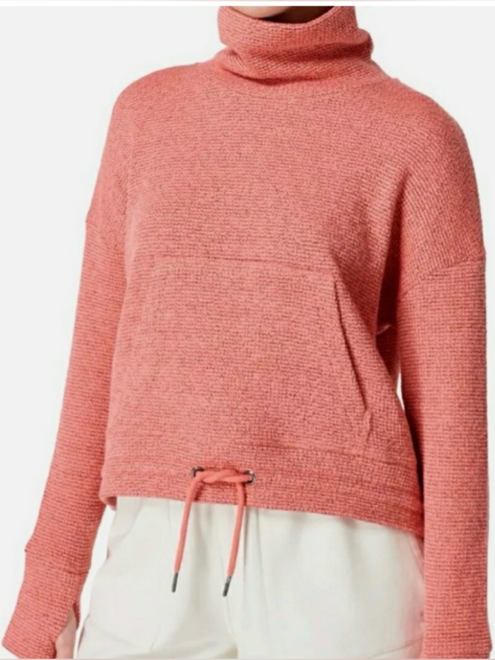 Sweaty Betty Restful Bouclé Pink Funnel Neck Sweater Women’s Size 12